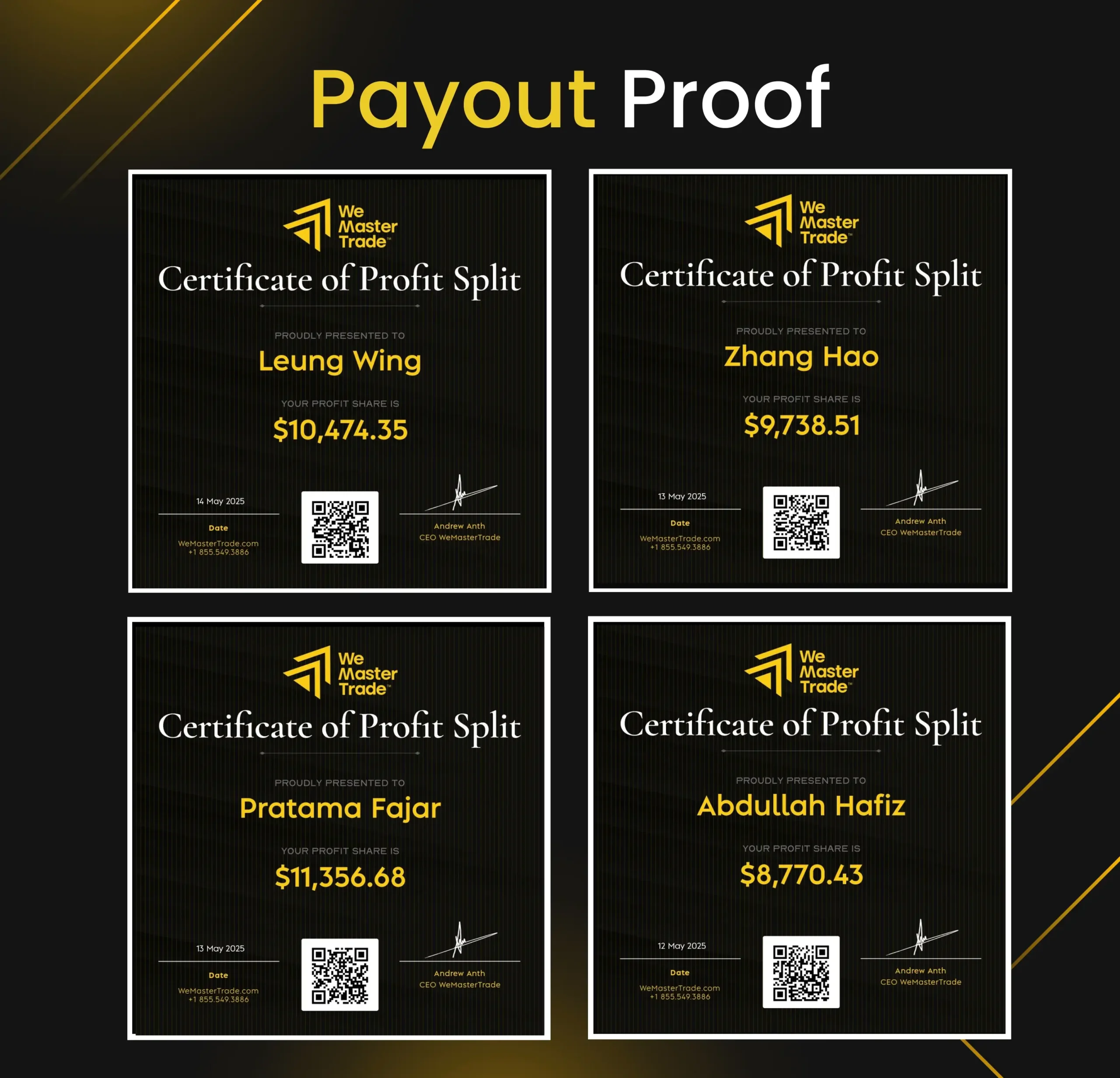 Payout Proof in May 2025 - WemasterTrade