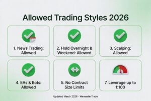WemasterTrade Allowed Trading Styles 2026 - News Trading, Scalping, EAs, Hedging All Allowed