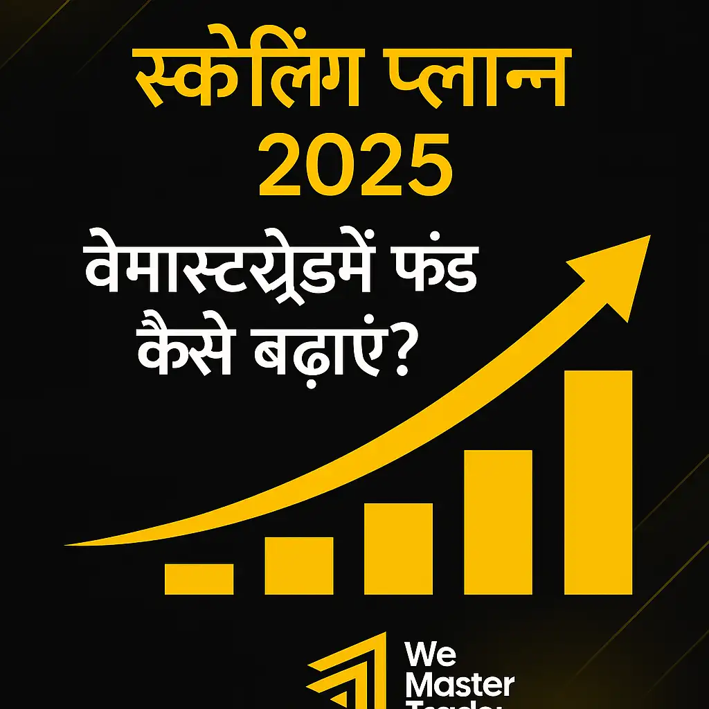 वेमास्टरट्रेड स्केलिंग प्लान 2025 का विवरण दिखाने वाली डिजिटल ग्राफिक छवि – फंडिंग बढ़ाने के चरण